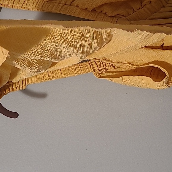 Womens Large Elegant Yellow Ruffle Tiered Long Maxi Dress Deep V-neck Backless - Picture 4 of 13